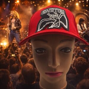 LED ZEPPELIN Music Band Embroidered Logo Patch Adjustable Baseball Hat red